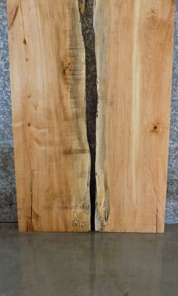 2- Rustic Live Edge Bookmatched Maple Dining Table Top Slabs 20295-20296