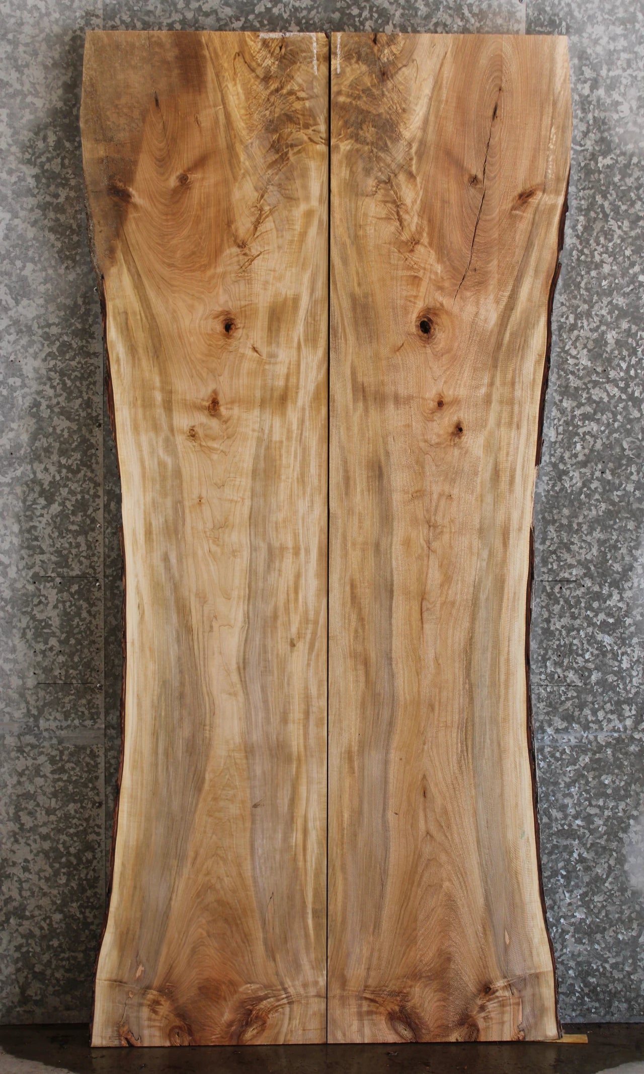 2- Figured Maple Live Edge Dining Table Top Slab Set, Bookmatched 39166-39167