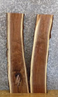 Thumbnail for 2- Natural Edge Black Walnut Rustic Floating Shelf Wood Slabs 8600-8601