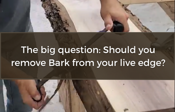 Removing bark from a live edge slab