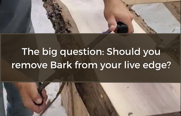 Removing bark from a live edge slab