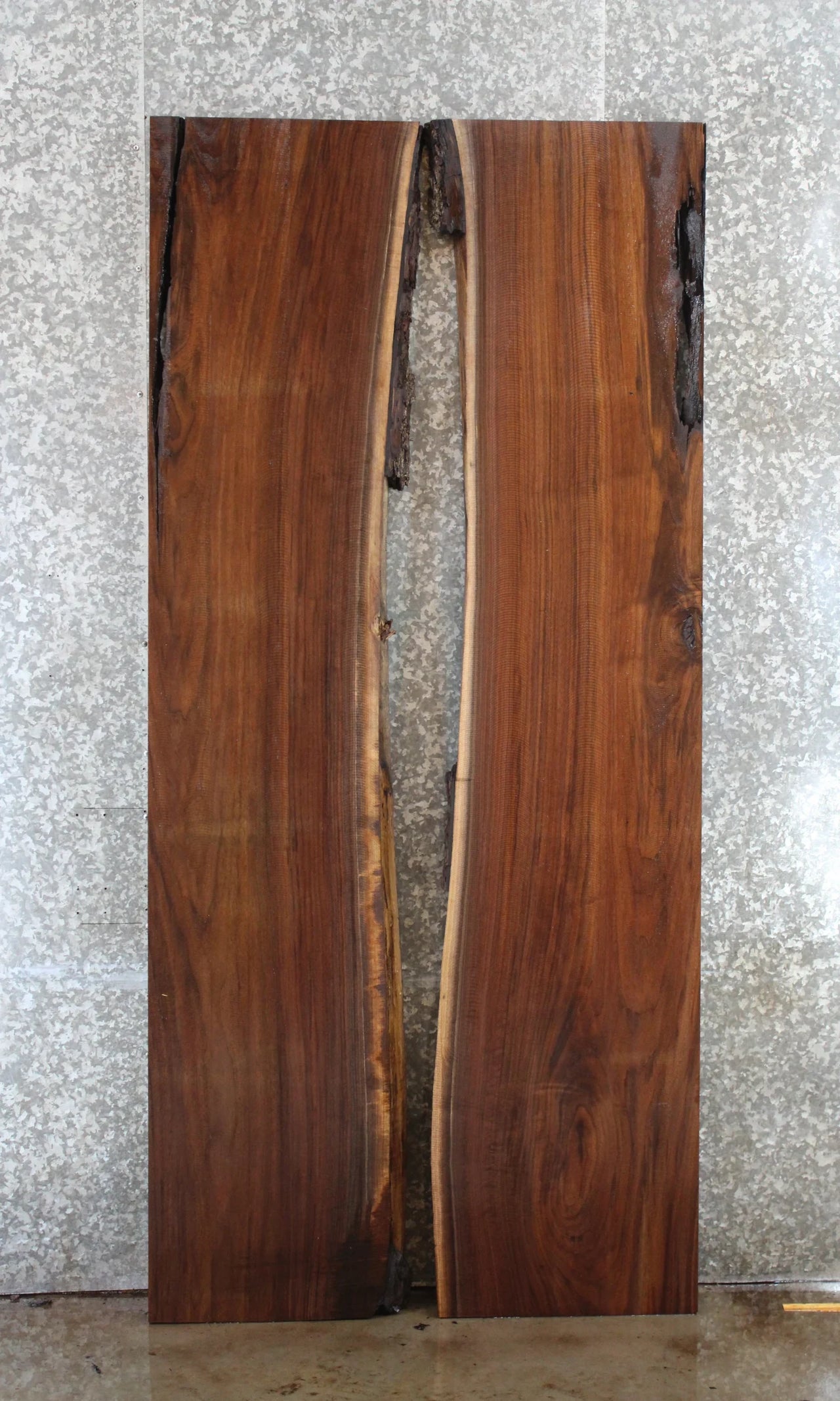 2- Rustic Black Walnut Live Edge Dining Table Top 1003-1004