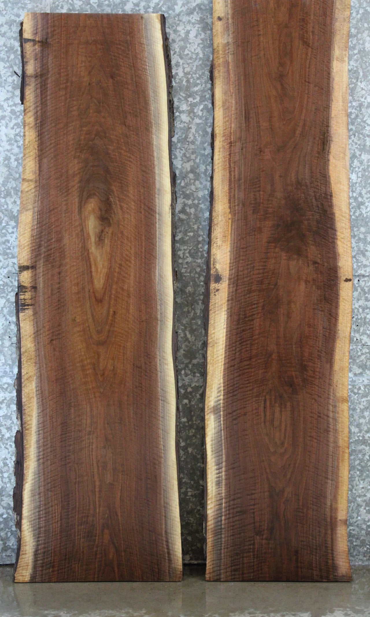 2- Live Edge Black Walnut Table Top Slabs, Epoxy River Project 1005-1006