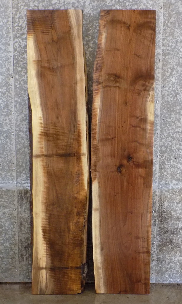 2- Black Walnut Bookmatched Live Edge Table Top Slabs 1017-1018