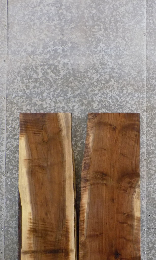 2- Black Walnut Bookmatched Live Edge Table Top Slabs 1017-1018