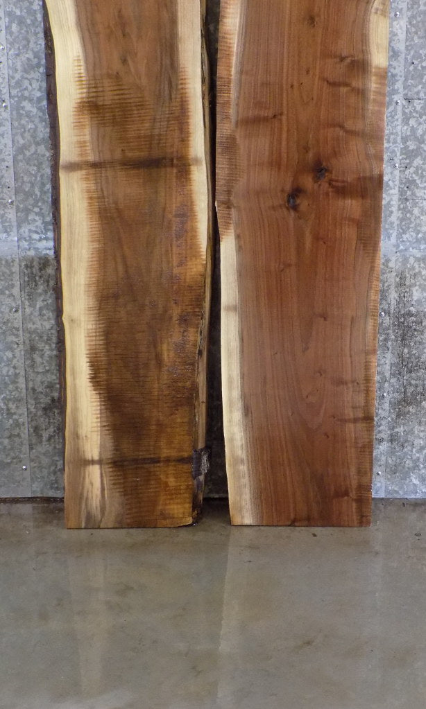 2- Black Walnut Bookmatched Live Edge Table Top Slabs 1017-1018