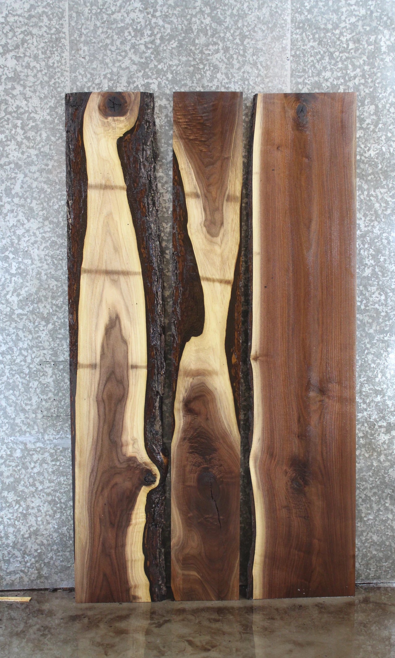 3- Live Edge Bookmatched Black Walnut Dining Table 1022-1024