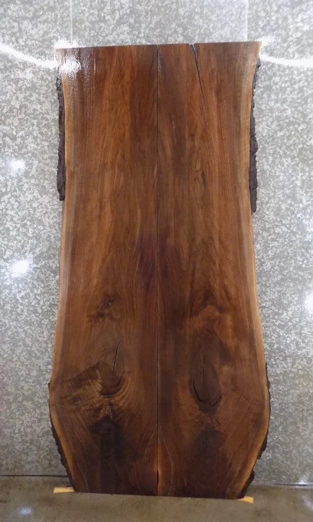 2- Live Edge Black Walnut Bookmatched Conference Table Top Slabs 1040-1041