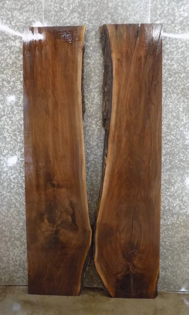 2- Live Edge Black Walnut Bookmatched Conference Table Top Slabs 1040-1041