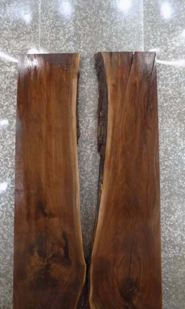 2- Live Edge Black Walnut Bookmatched Conference Table Top Slabs 1040-1041