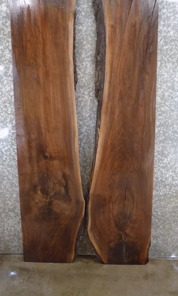 2- Live Edge Black Walnut Bookmatched Conference Table Top Slabs 1040-1041