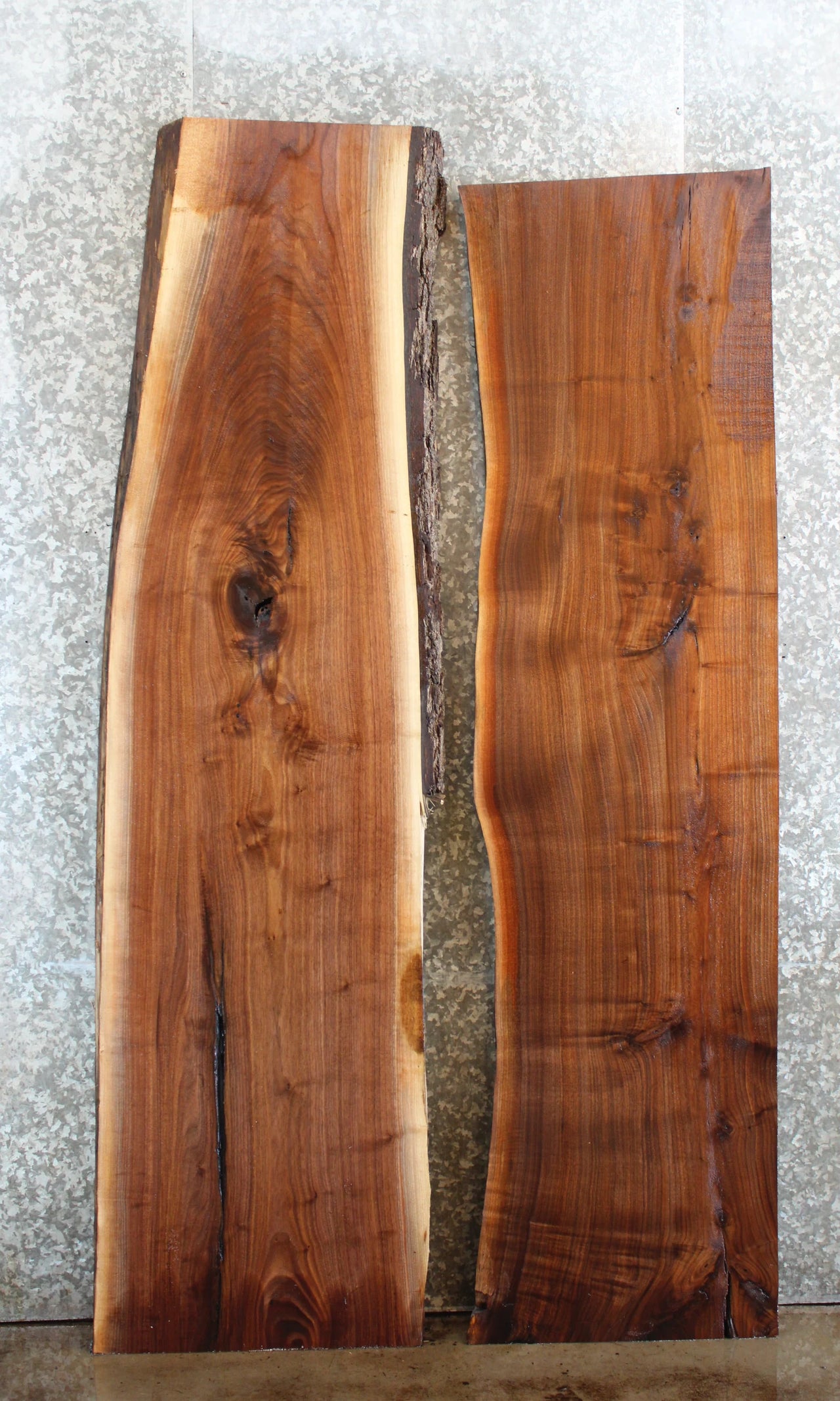 2- Black Walnut Live Edge Bar Top Slabs/Mantel Top Slabs 1044-1045