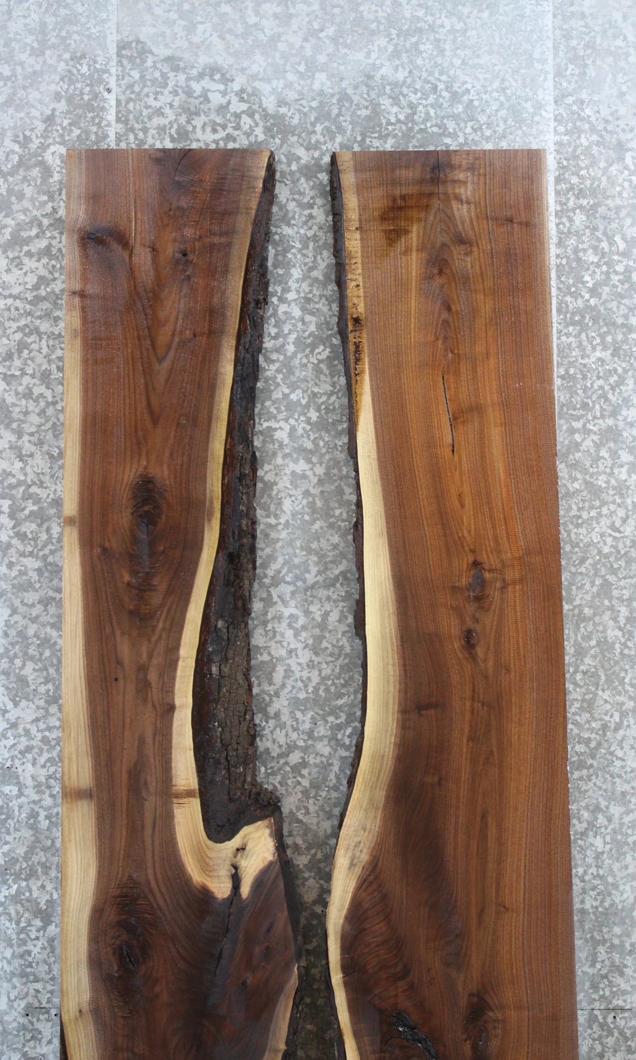 2- Live Edge Bookmatched Black Walnut Bar/Dining Table Top Slabs 1054-1055
