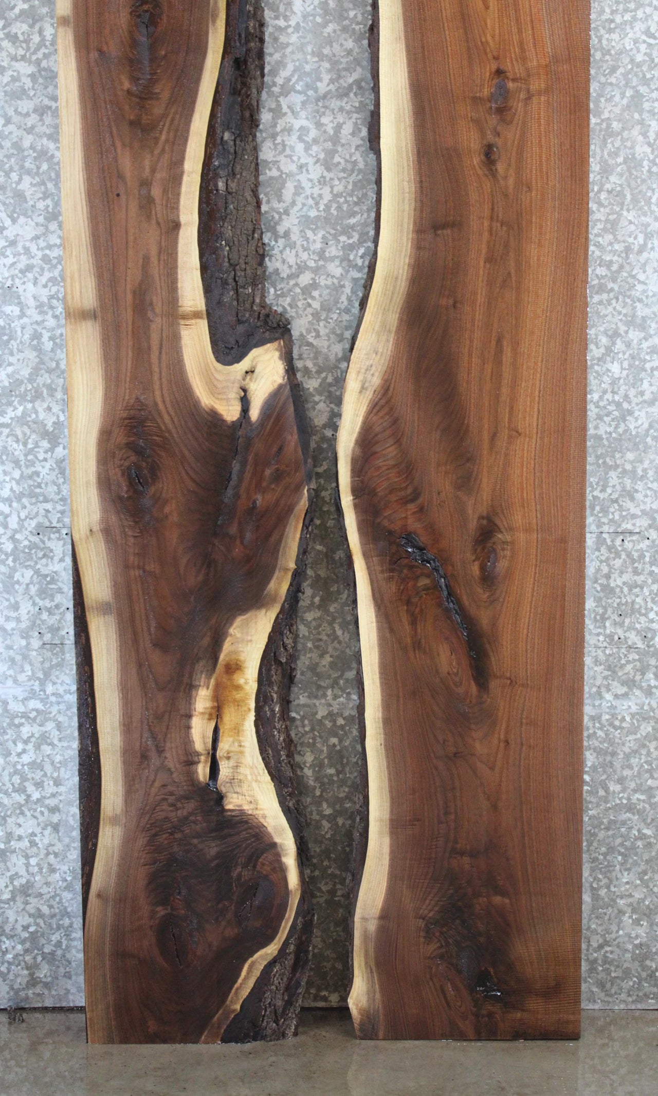 2- Live Edge Bookmatched Black Walnut Bar/Dining Table Top Slabs 1054-1055