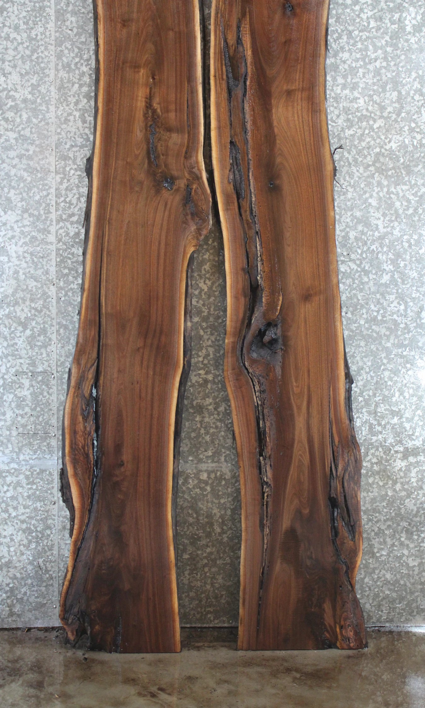2- Bookmatched Black Walnut Live Edge River Table/Epoxy Project 1068-1069