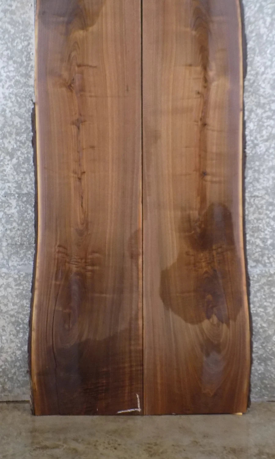 2- Live Edge Bookmatched Black Walnut Dining Table Top Slabs 1073-1074