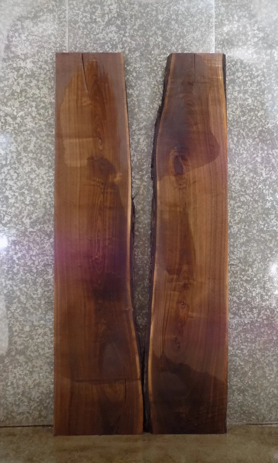 2- Live Edge Bookmatched Black Walnut Dining Table Top Slabs 1073-1074