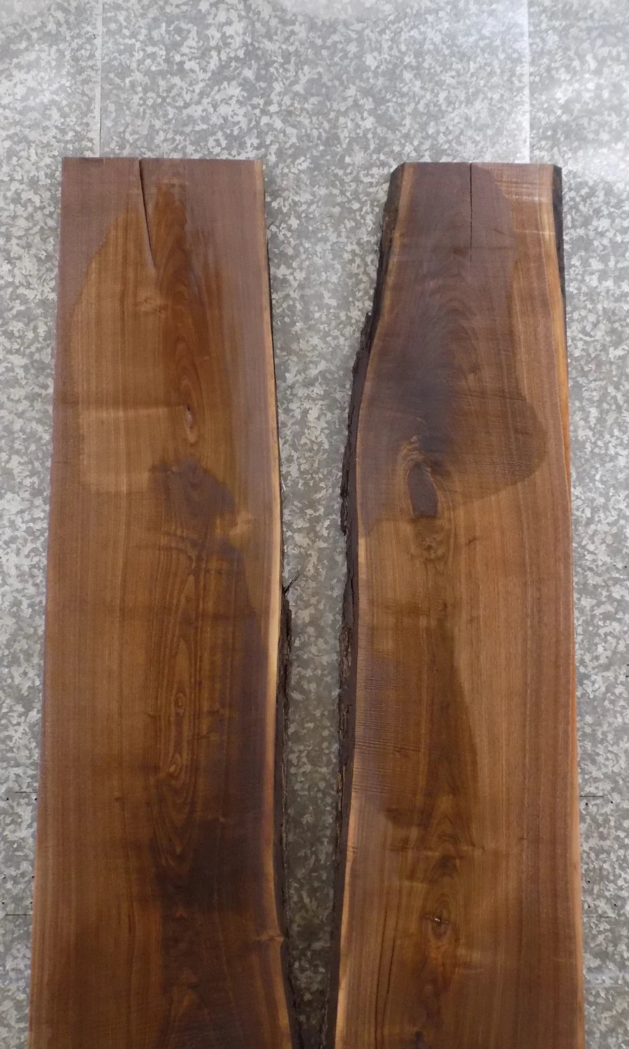 2- Live Edge Bookmatched Black Walnut Dining Table Top Slabs 1073-1074