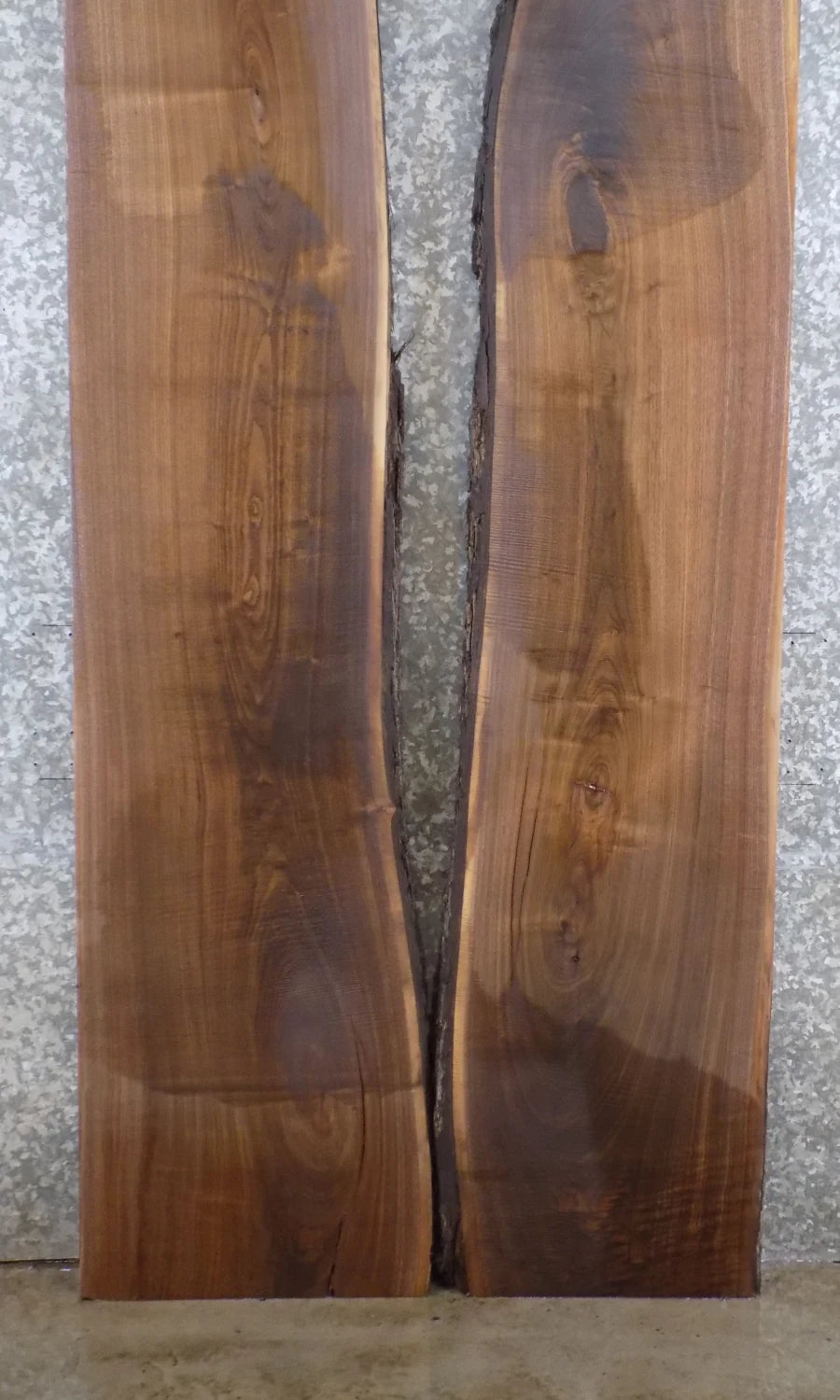 2- Live Edge Bookmatched Black Walnut Dining Table Top Slabs 1073-1074