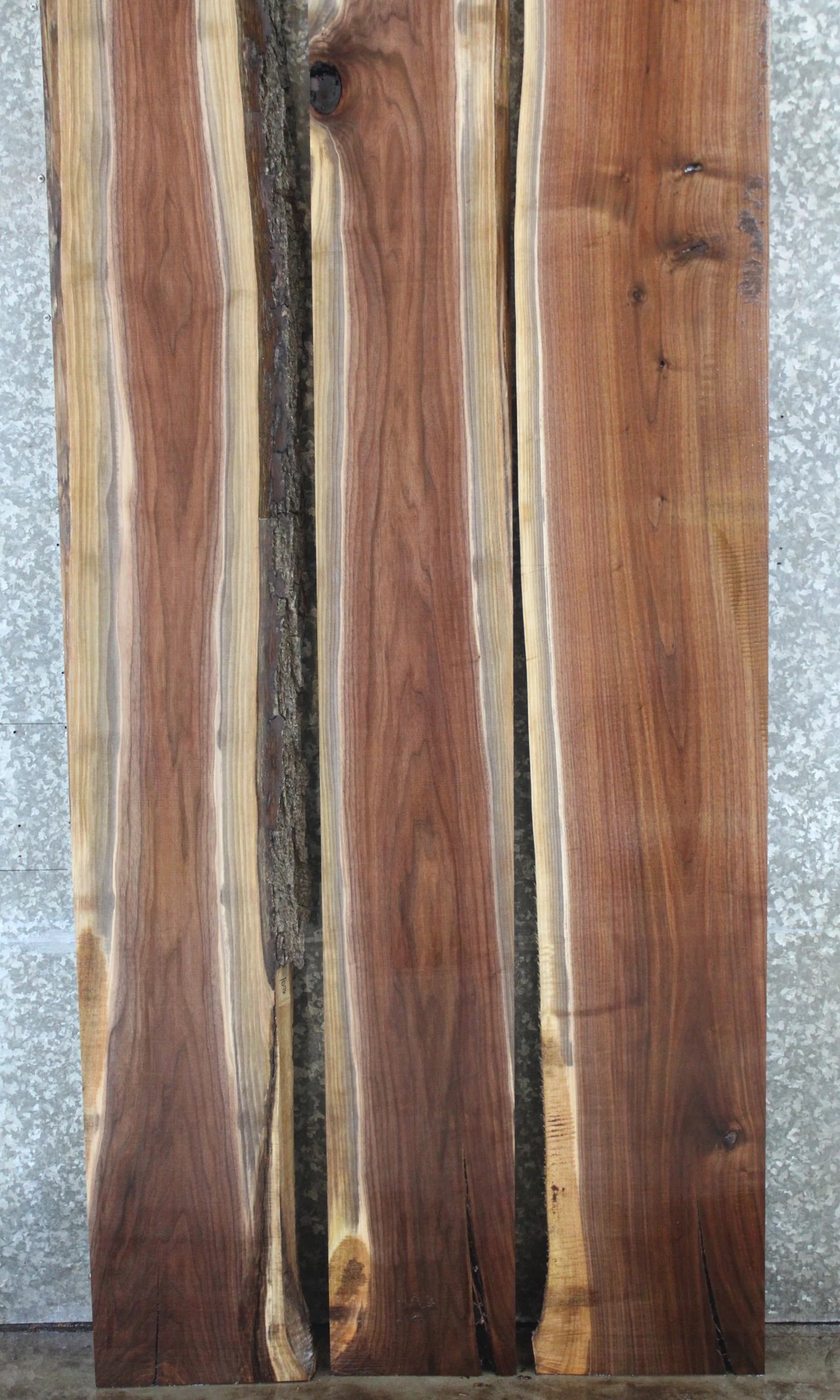 3- Bookmatched Live Edge Black Walnut Kitchen Table Top Slabs 1078-1080