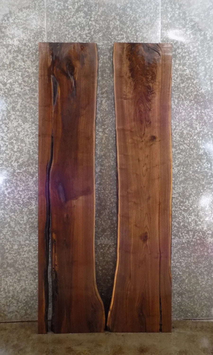 2- Live Edge Bookmatched Black Walnut Conference Table Top Slabs 1131-1132