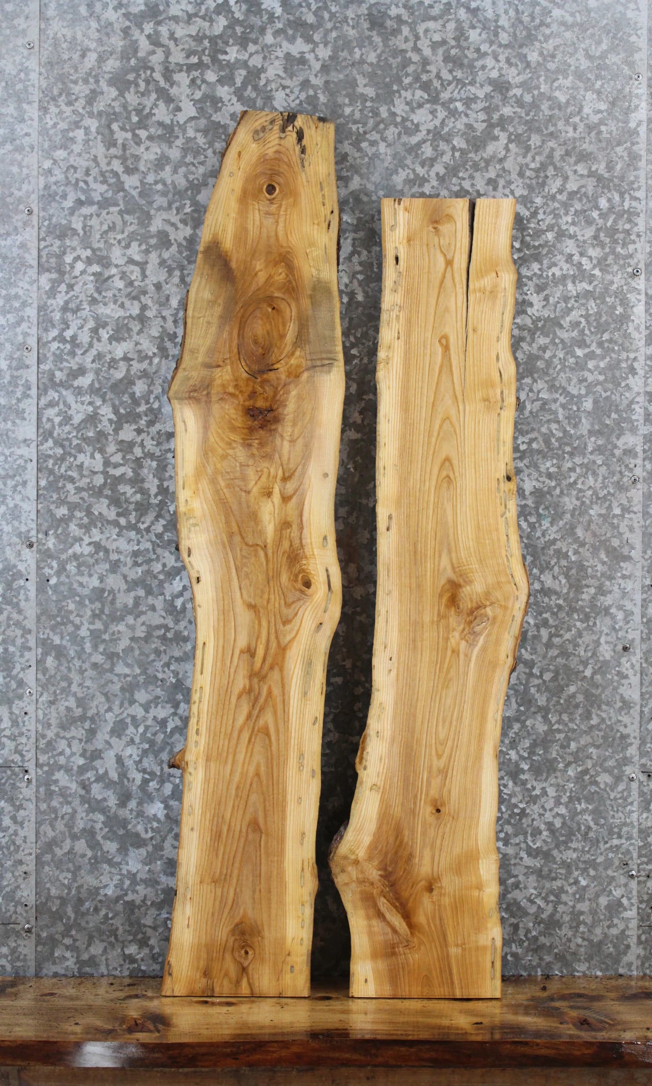 2- Ash Live Edge Charcuterie/Taxidermy Slabs 1174-1175