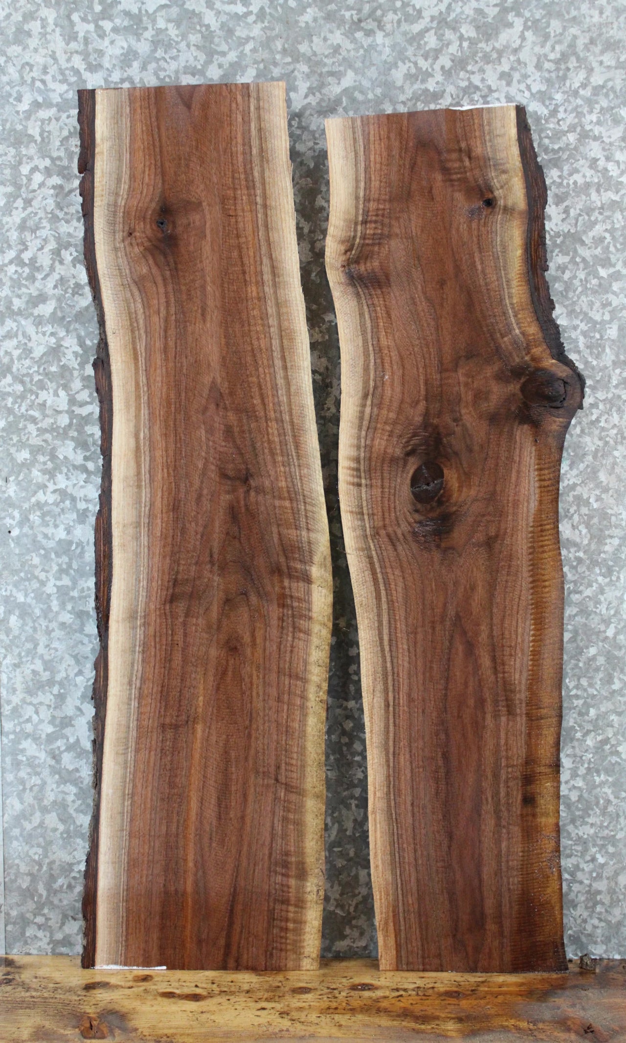 2- Live Edge Black Walnut Console Table Top/Bench Seat 1174-1175