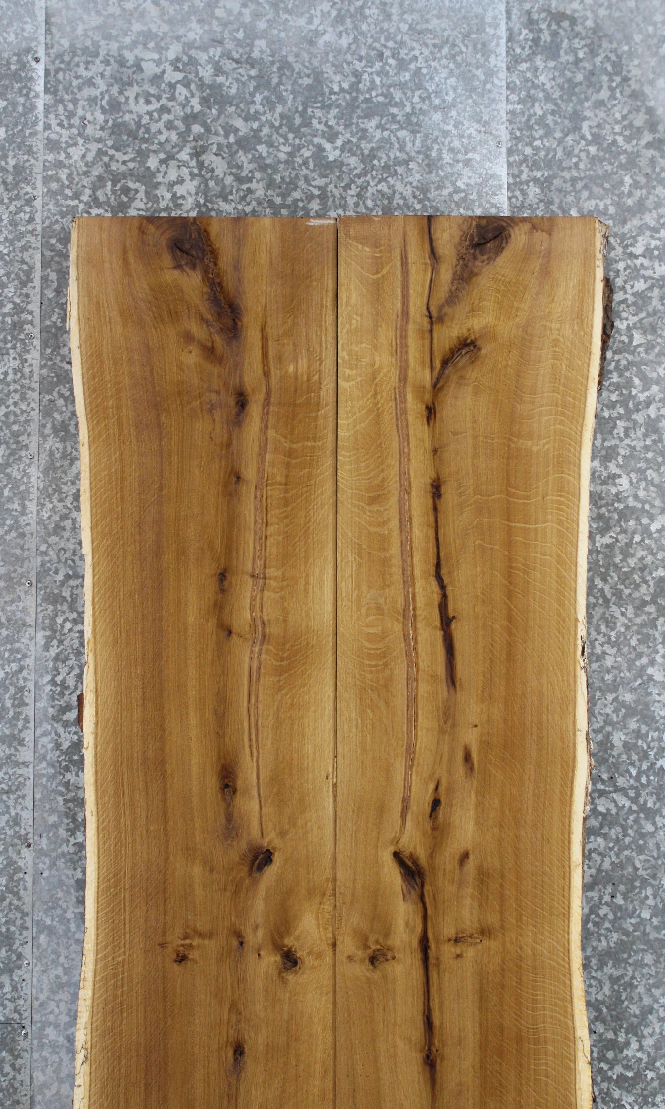 2- Bookmatched Live Edge White Oak Kitchen Table Top Slabs 12-13