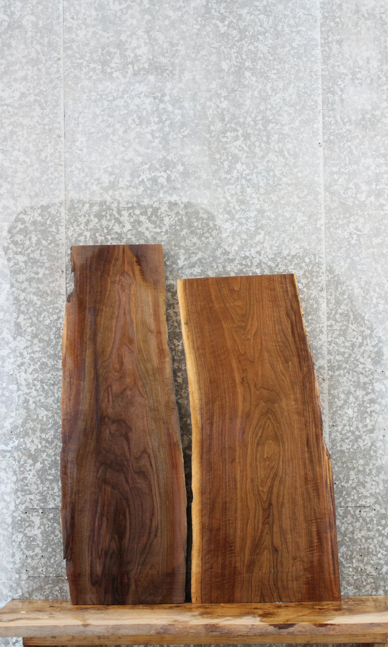 2- Rustic Live Edge Black Walnut Computer Desk Top Slabs 1205-1206