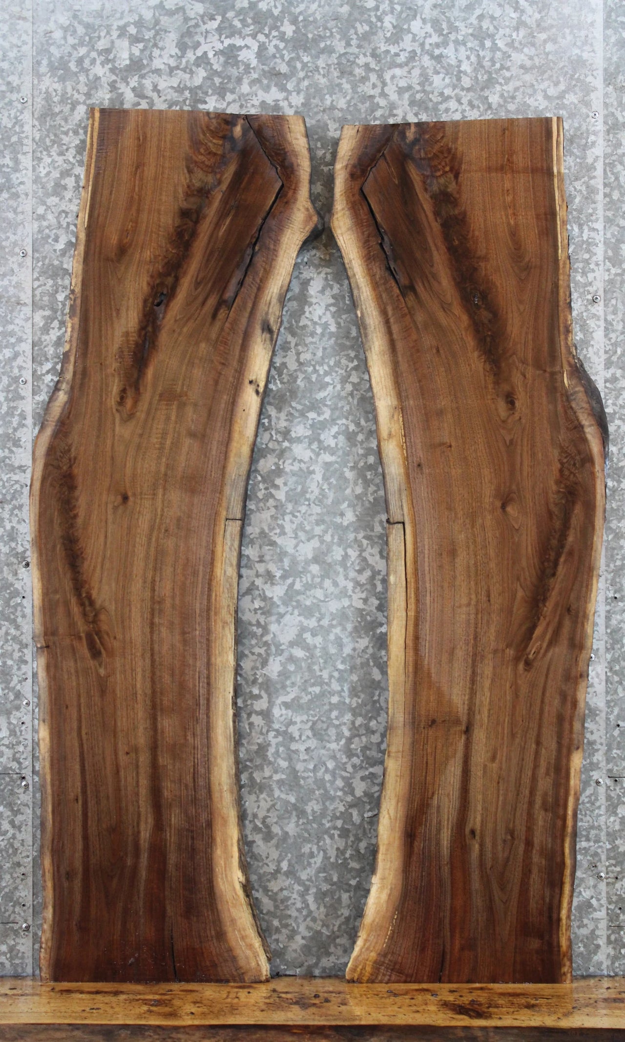 2- Figured Black Walnut Live Edge Slabs, Epoxy River Table Wood 1213-1214
