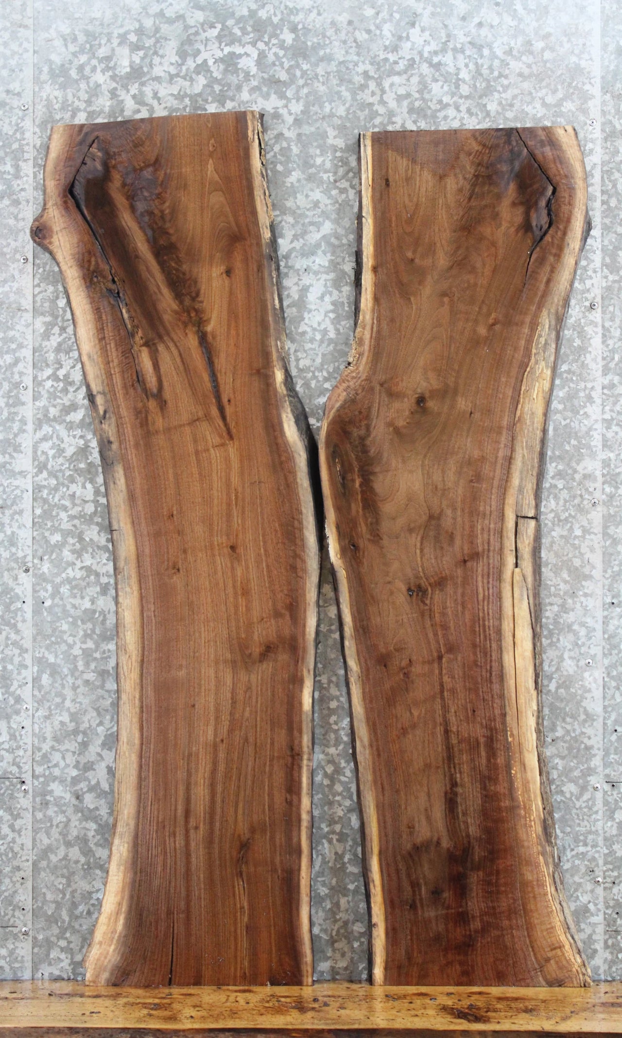 2- Figured Black Walnut Live Edge Slabs, Epoxy River Table Wood 1213-1214