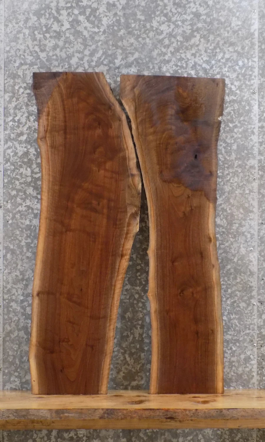 2- Live Edge Salvaged Black Walnut Coffee Table/Wall Shelf Slabs 1216-1217