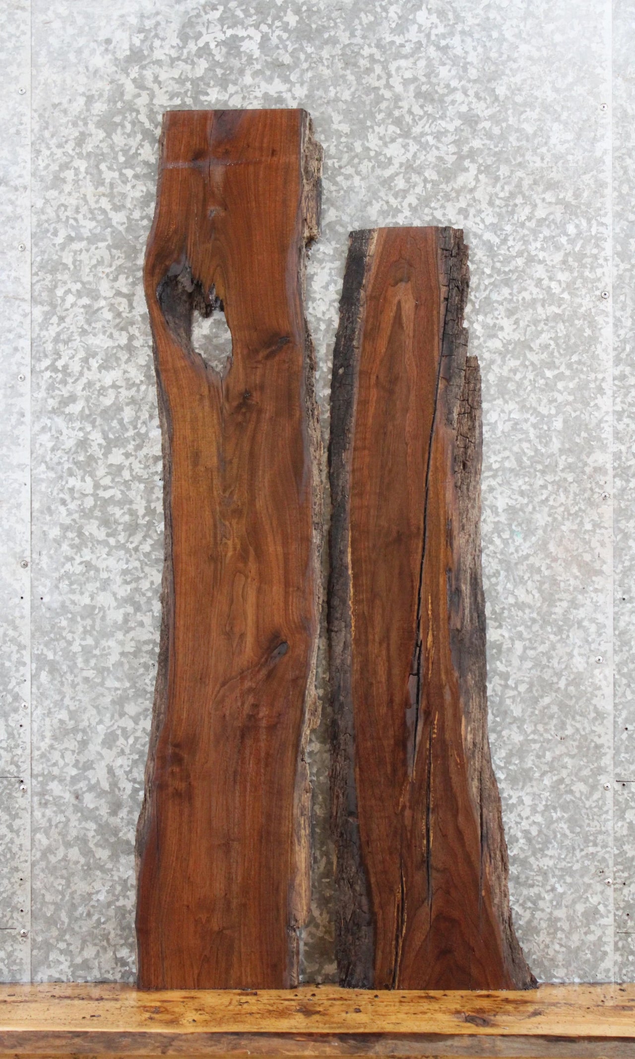 2- Live Edge Black Walnut Craft Pack/Wall Shelves 1229-1230