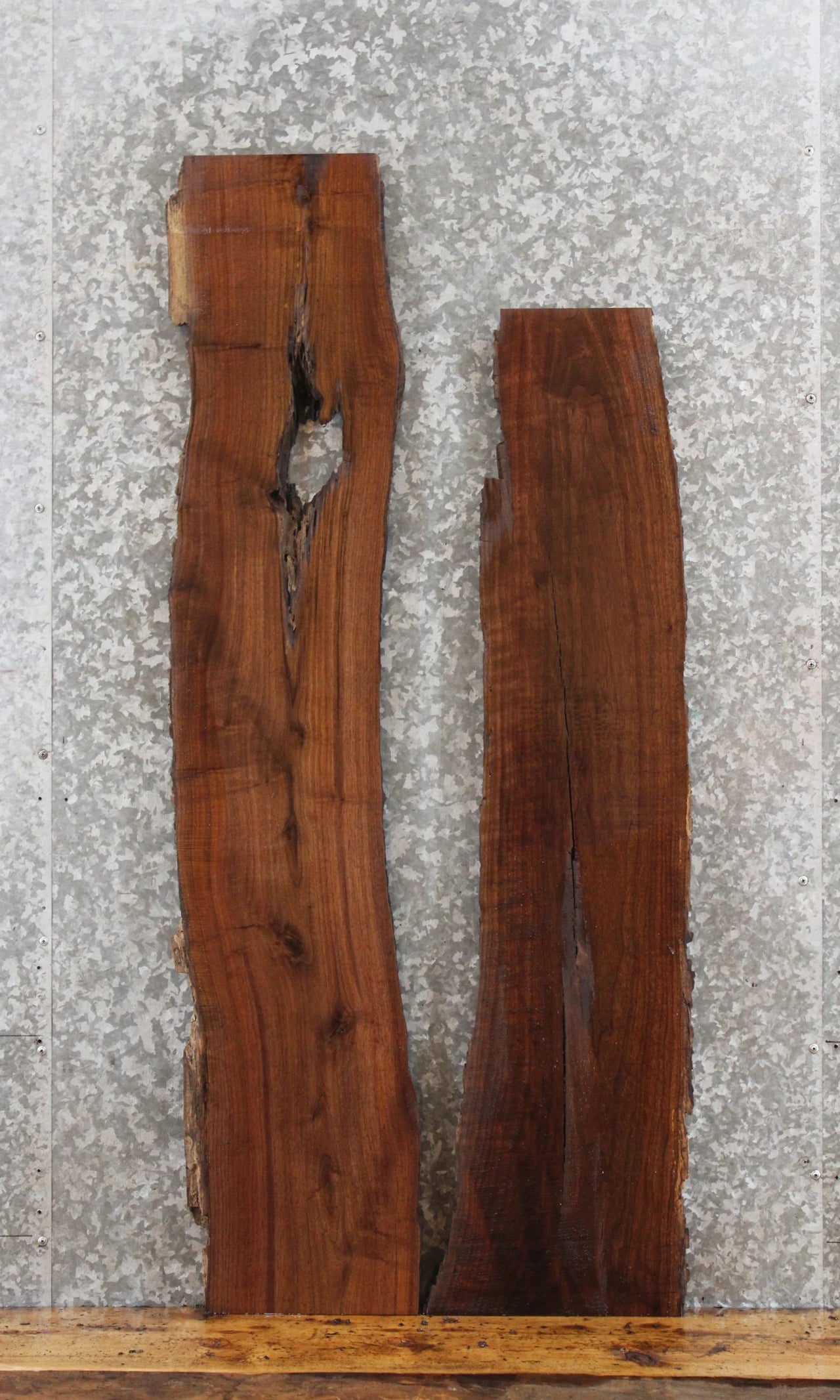 2- Live Edge Black Walnut Craft Pack/Wall Shelves 1229-1230