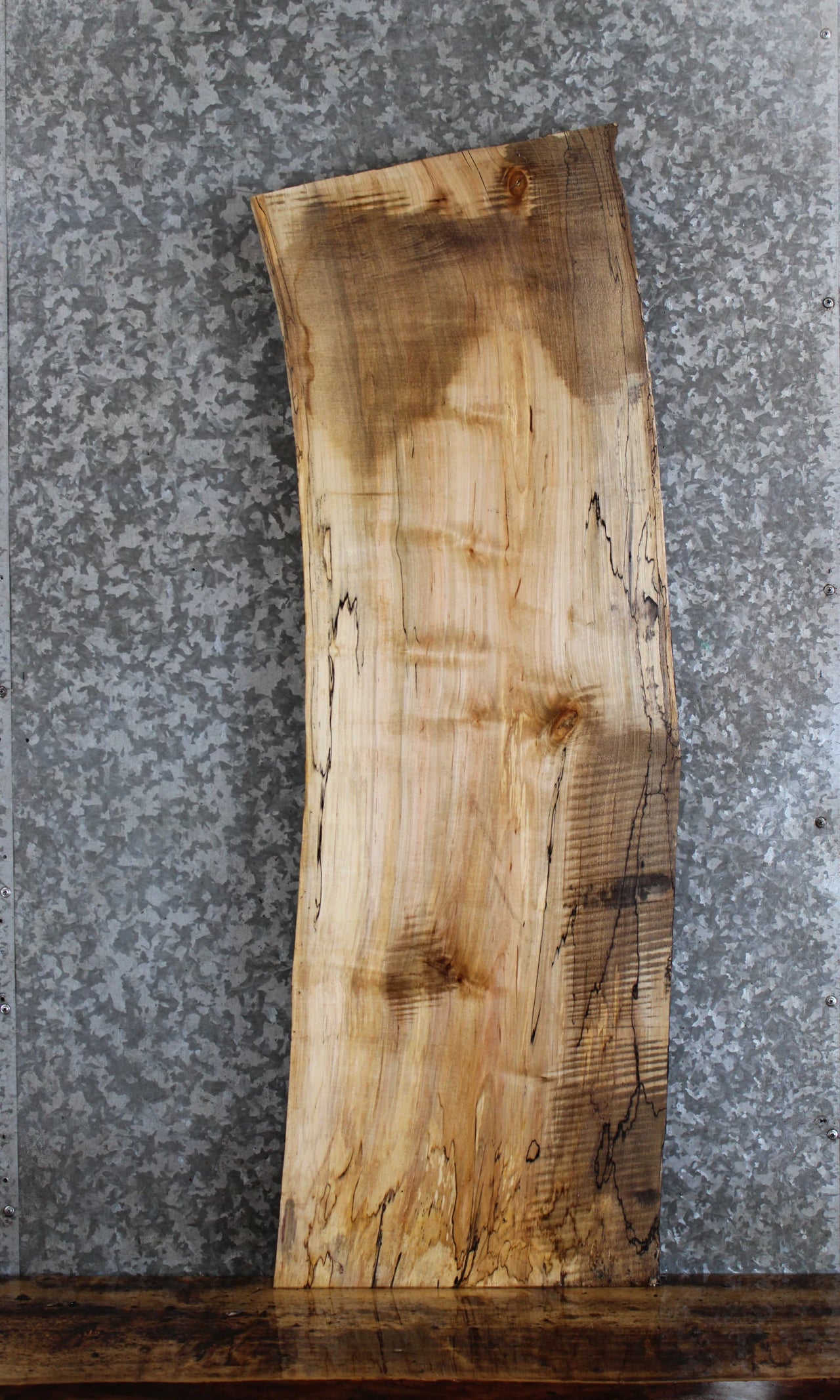 Live Edge Spalted Maple Side Table Top/Wall Shelf 1250