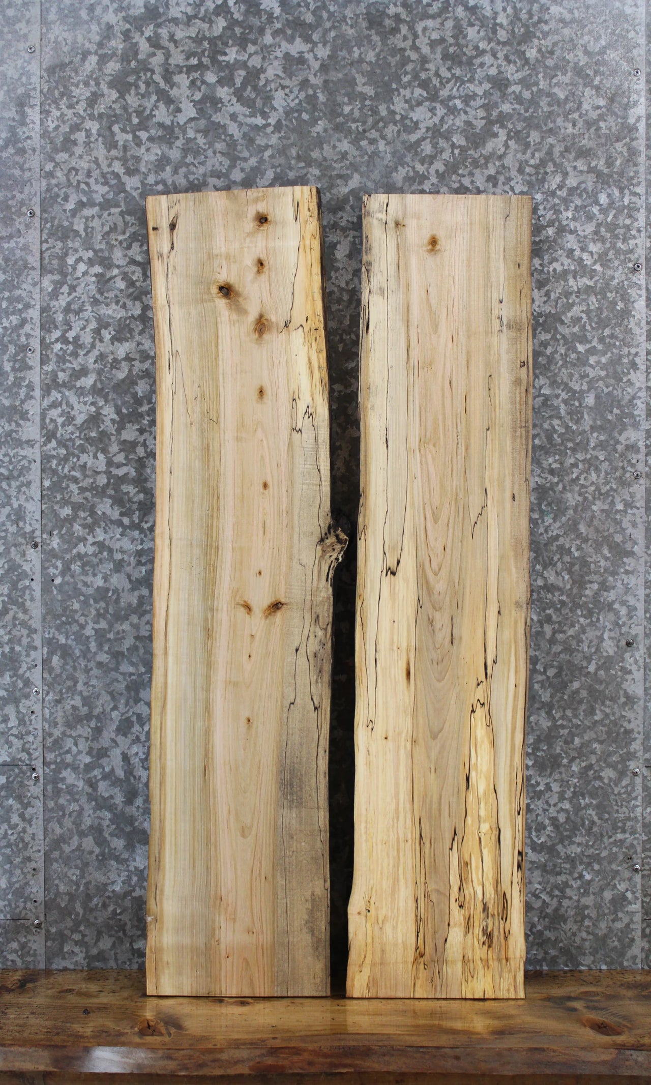 2- Spalted Maple Live Edge Charcuterie/Taxidermy/Shelf Slabs 1252-1253