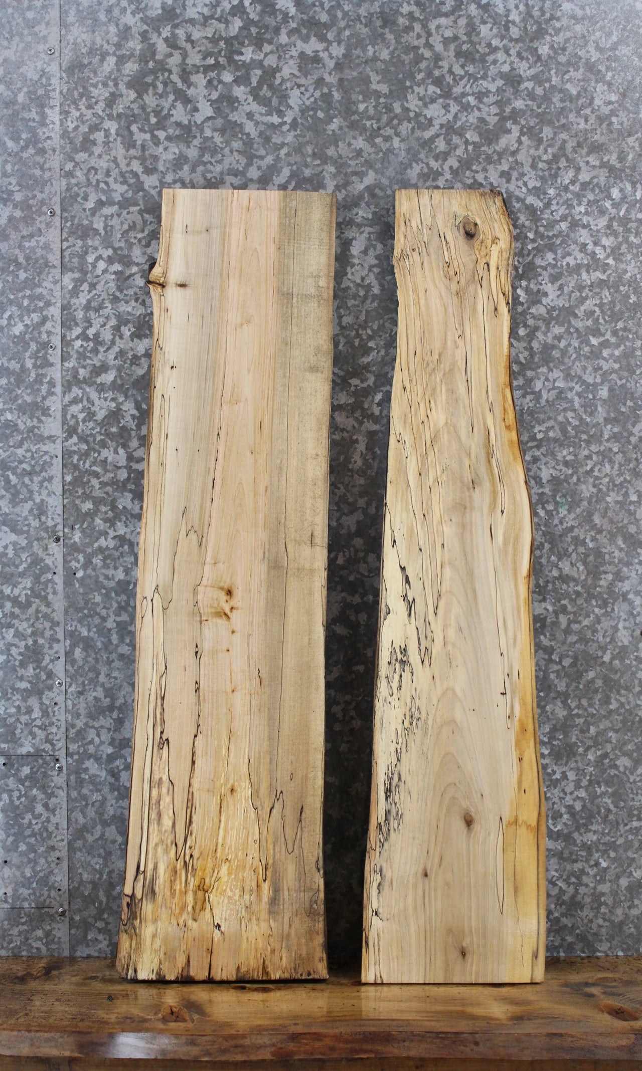 2- Spalted Maple Live Edge Charcuterie/Taxidermy/Shelf Slabs 1254-1255