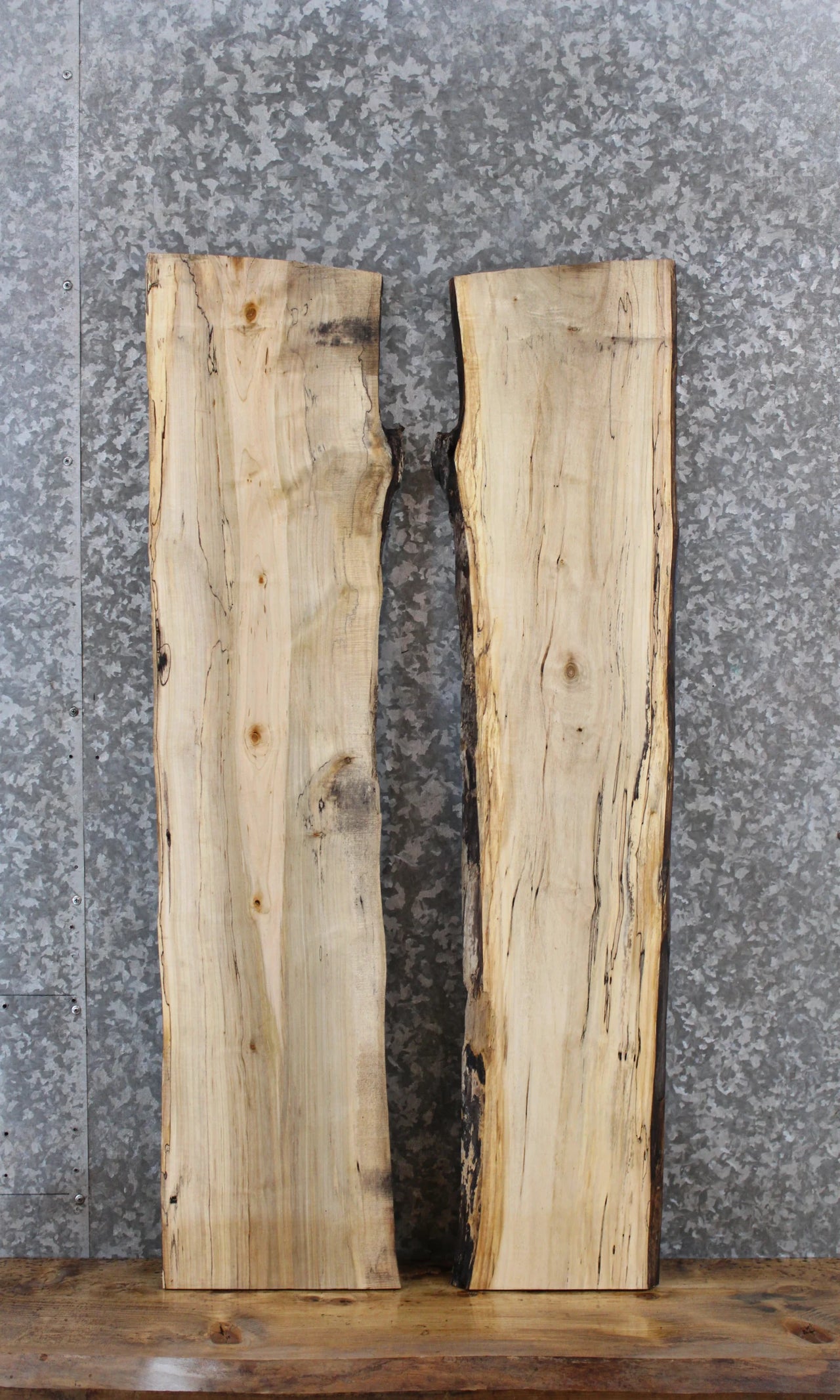 2- Spalted Maple Live Edge Charcuterie/Taxidermy/Shelf Slabs 1258-1259
