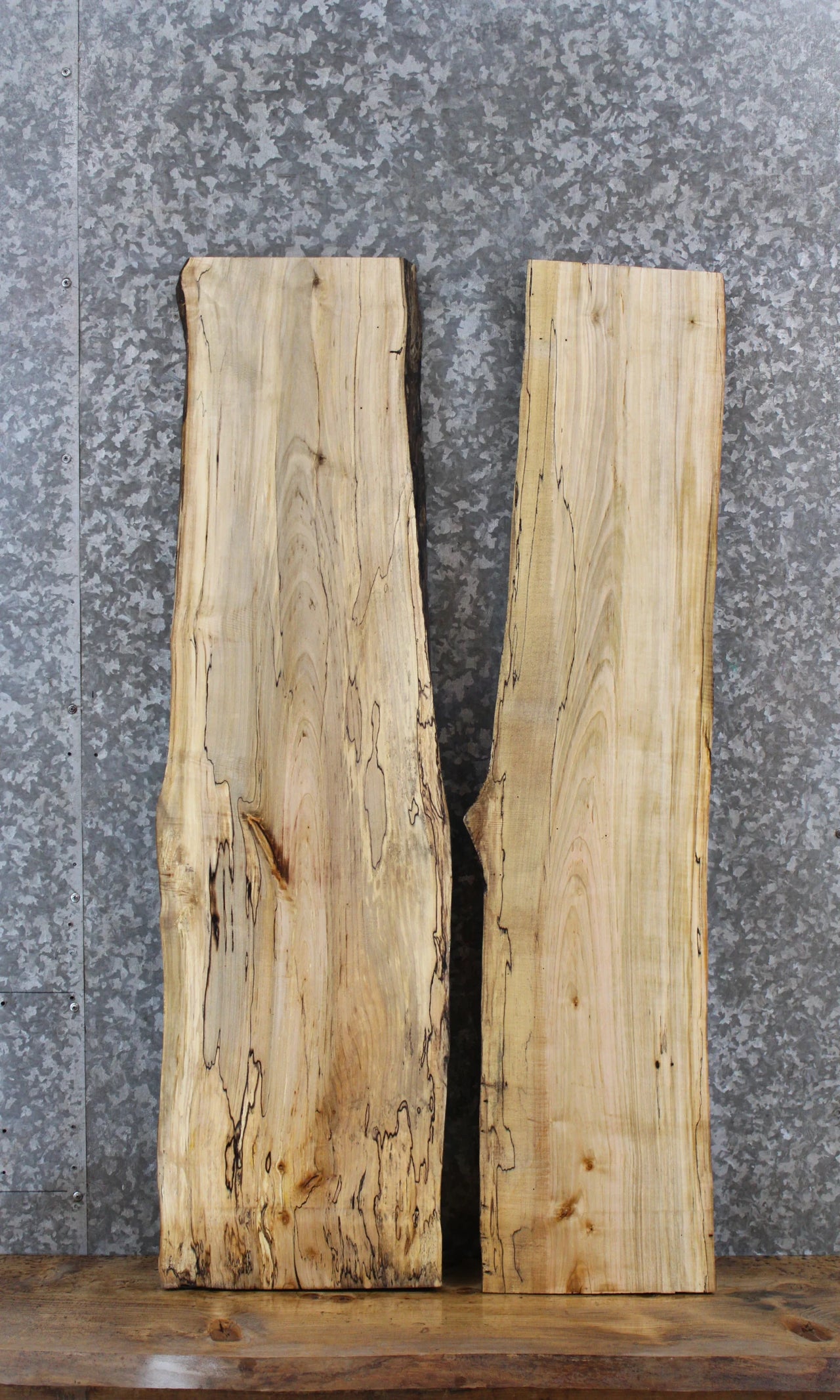 2- Spalted Maple Live Edge Charcuterie/Taxidermy/Shelf Slabs 1260-1261