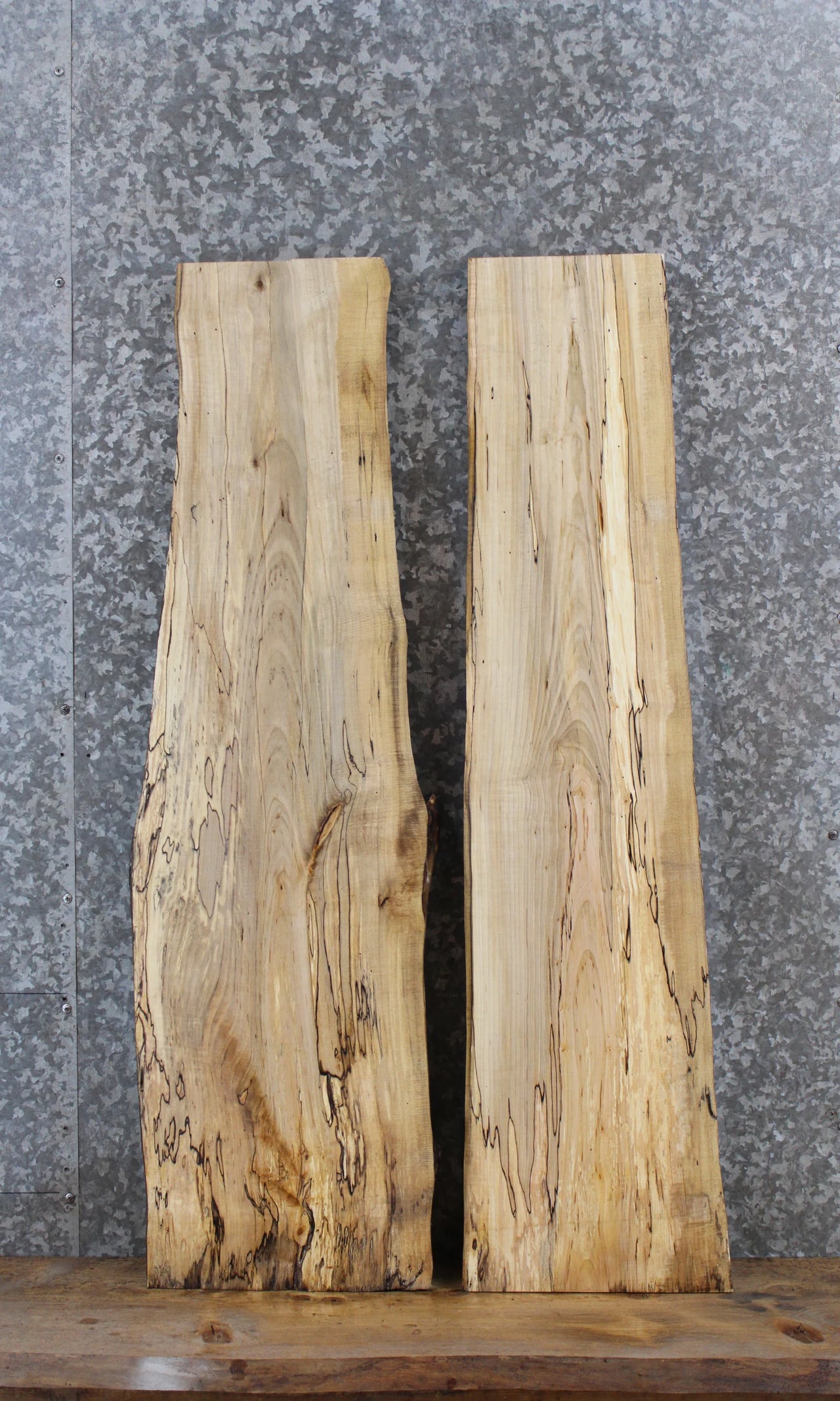 2- Spalted Maple Live Edge Charcuterie/Taxidermy/Shelf Slabs 1262-1263