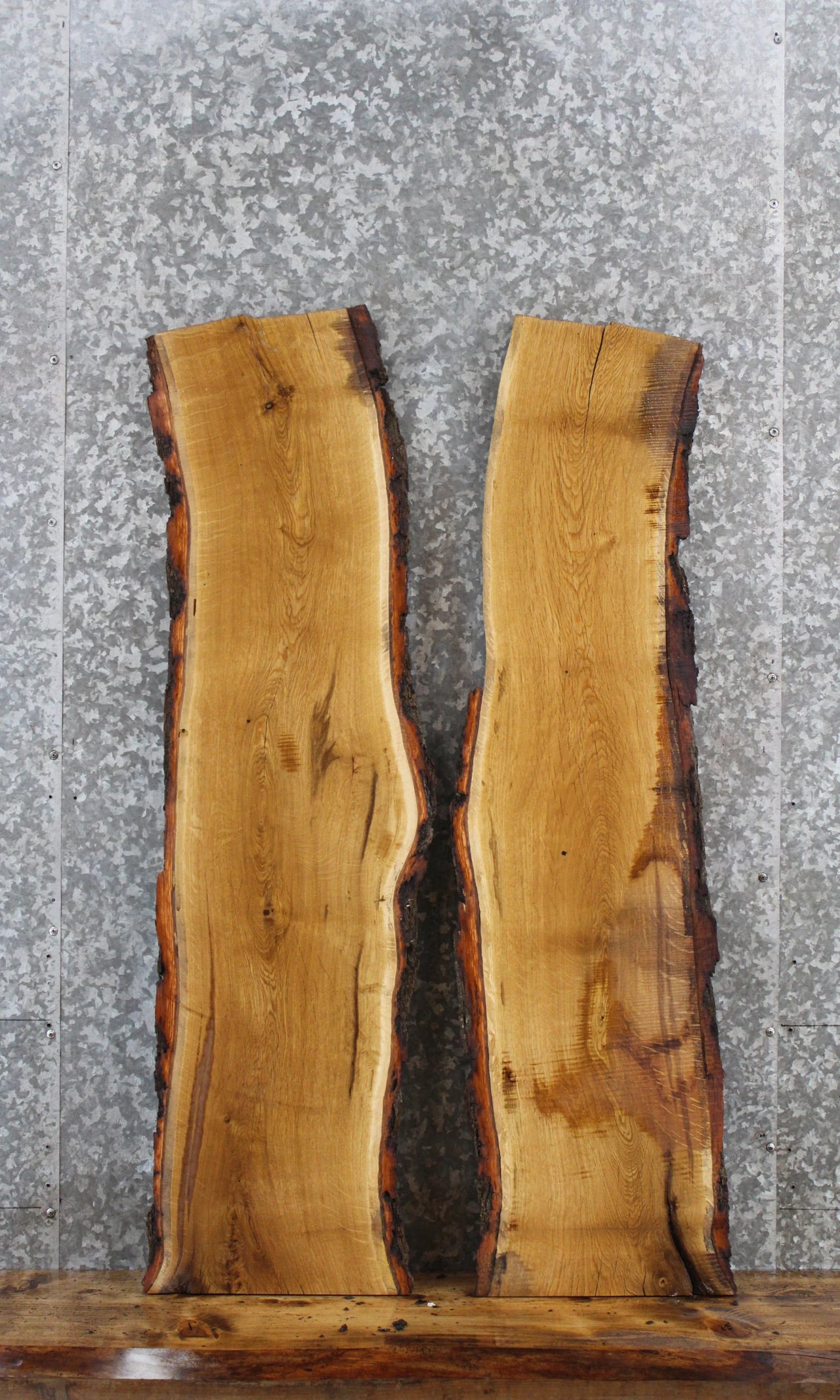 2- Oak Live Edge Charcuterie/Shelf/Taxidermy Slabs 1292-1293