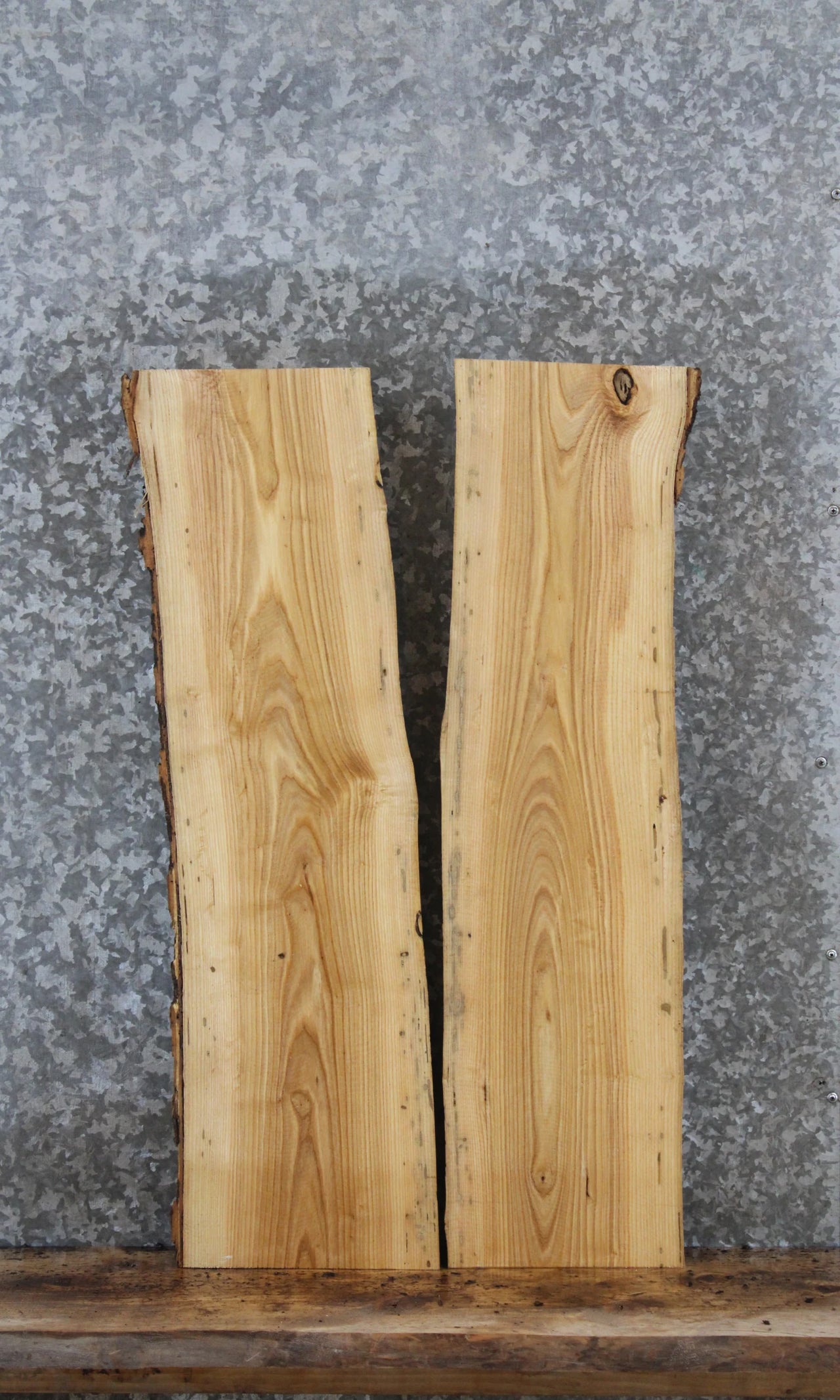 2- Salvaged Live Edge Ash Charcuterie Wall Shelves 12930-12931