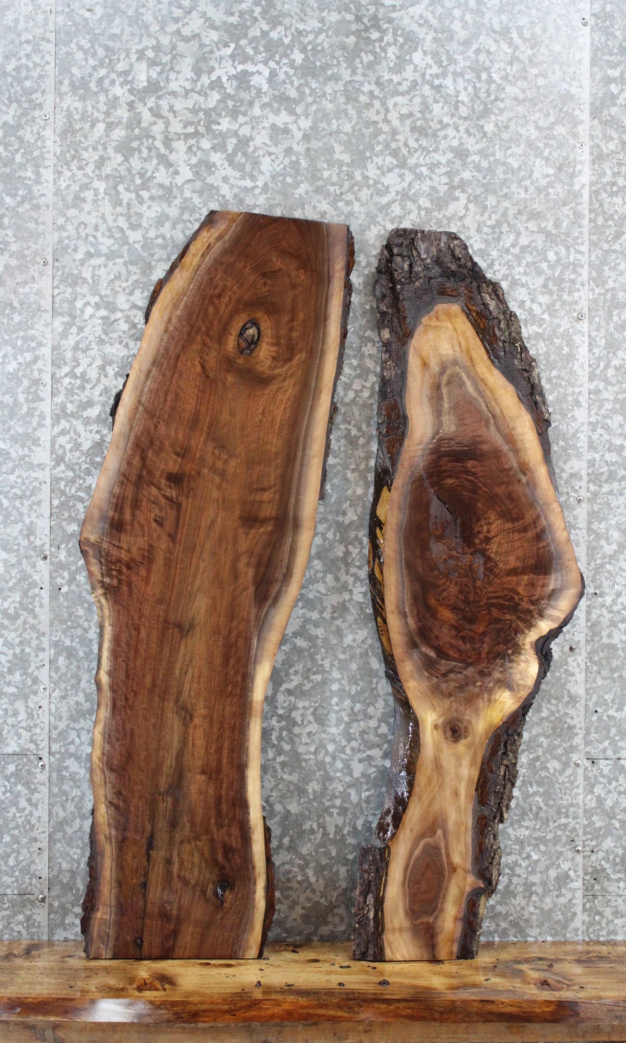 2- Walnut Live Edge Shelf/Charcuterie/Taxidermy Slabs 1296-1297
