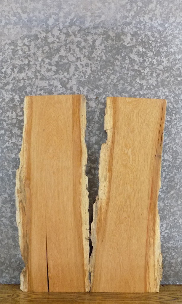 2- Salvaged Live Edge Red Oak End/Entry/Side Table Top Slabs 13005-13006