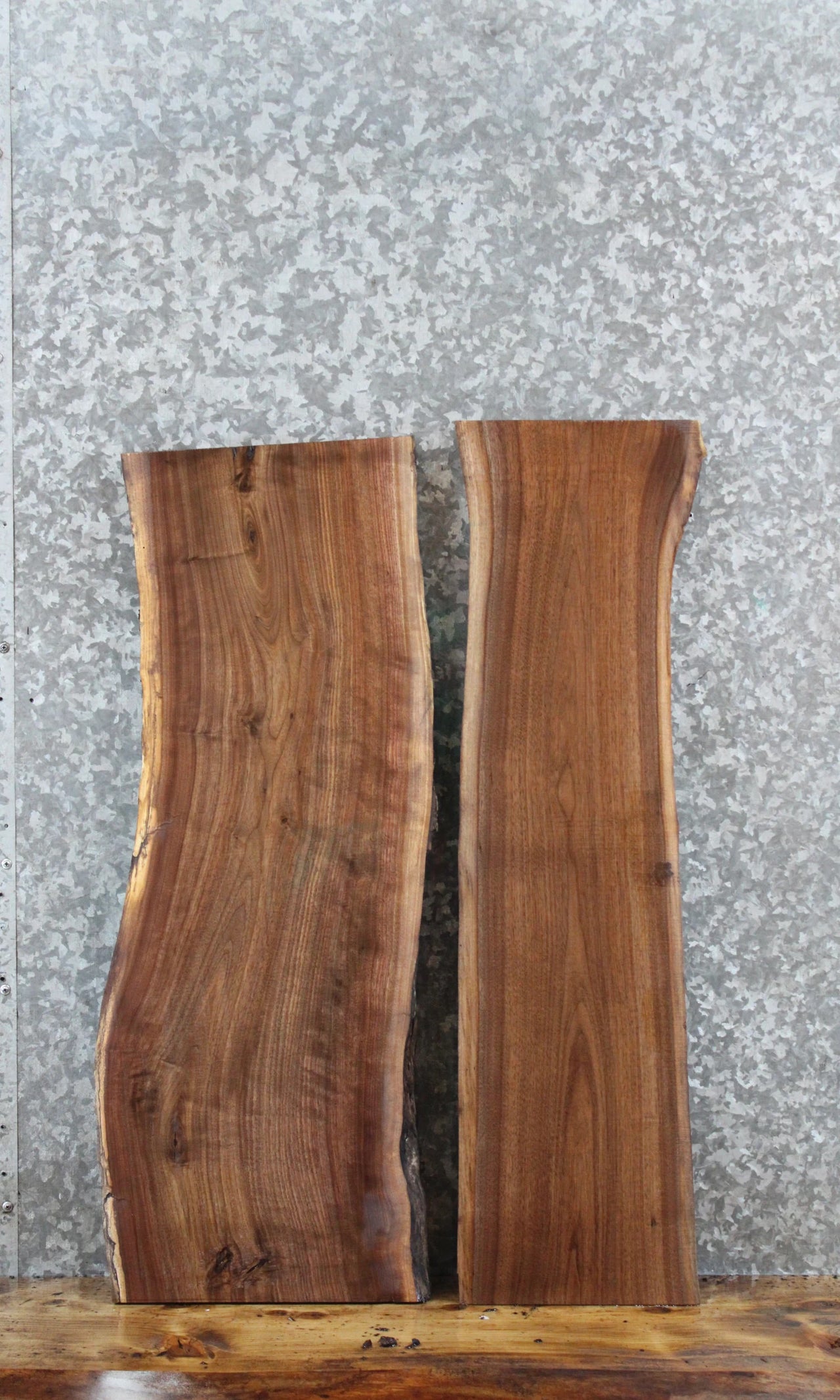 2- Walnut Live Edge Charcuterie/Taxidermy Slabs 13013-13014