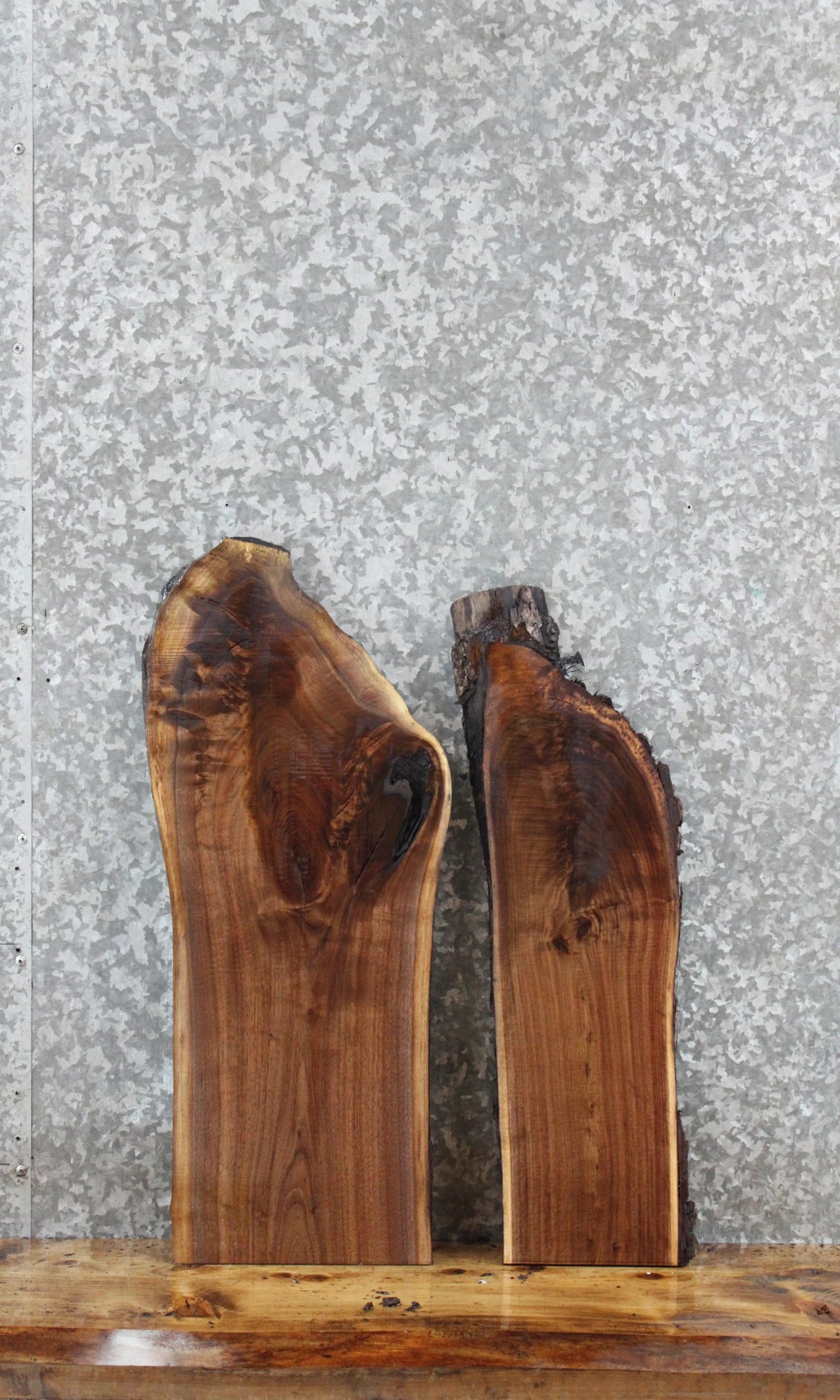 2- Walnut Live Edge Charcuterie/Taxidermy Slabs 13024-13025