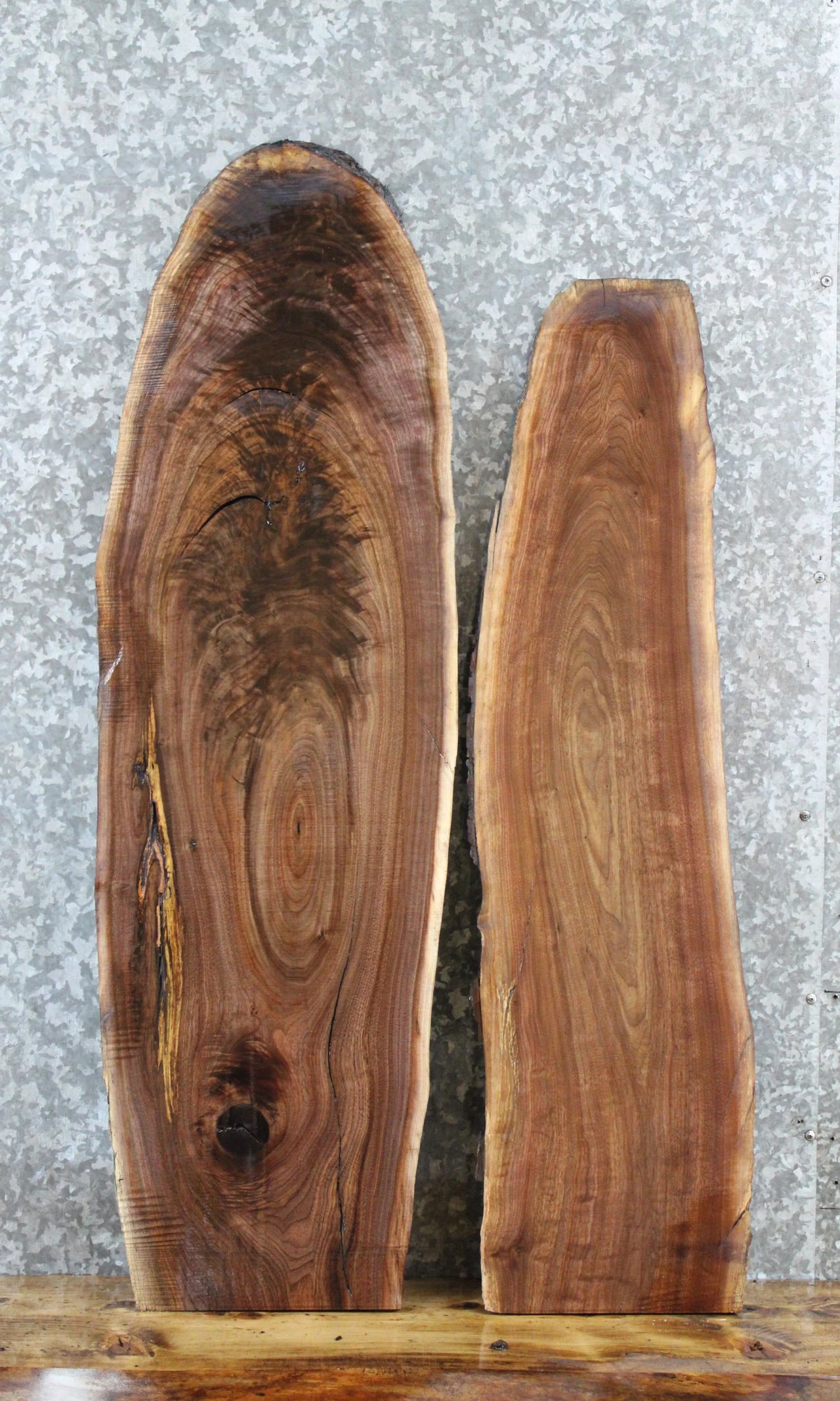 2- Walnut Live Edge Shelf/Charcuterie/Taxidermy Slabs 1303-1304