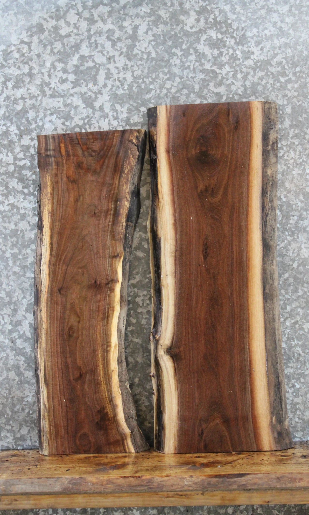 2- Live Edge Black Walnut Charcuterie Craft Pack Boards 13050-13051