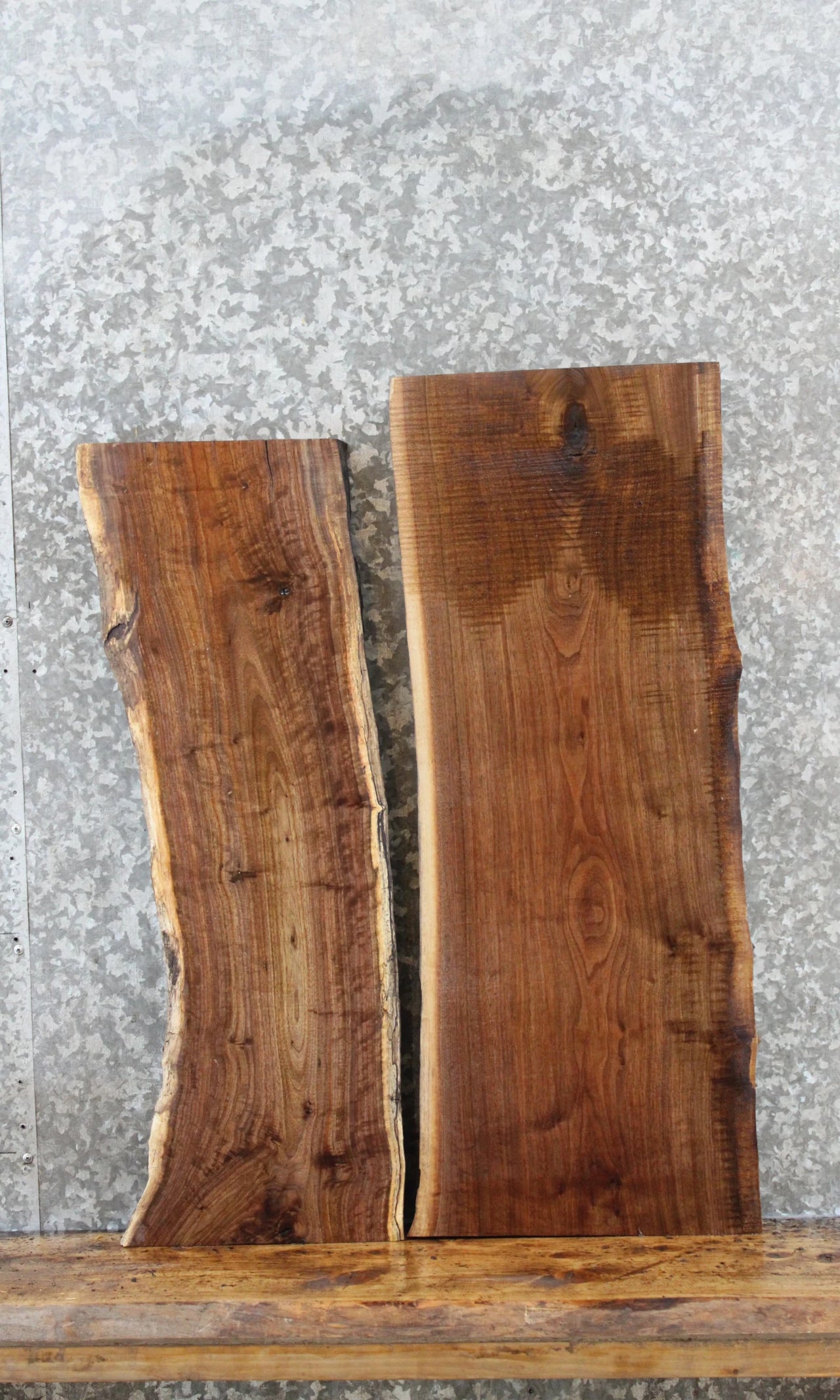 2- Live Edge Black Walnut Charcuterie Craft Pack Boards 13050-13051