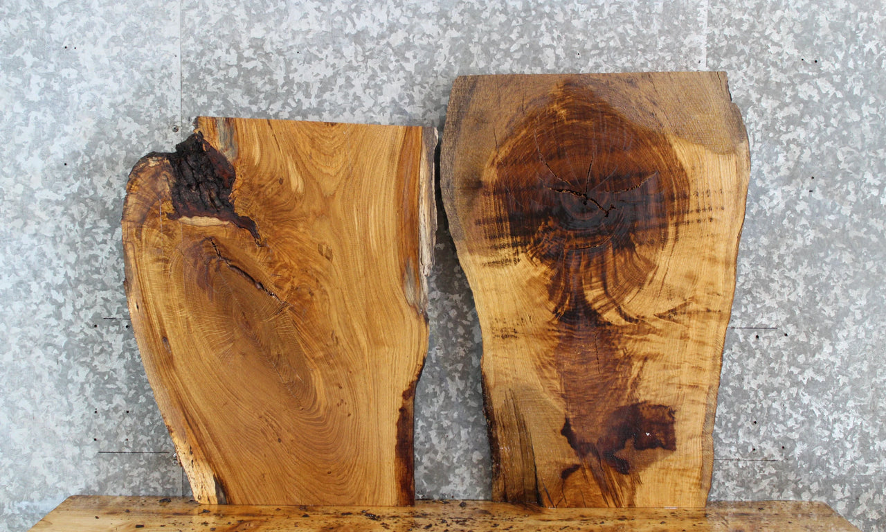 2- Live Edge White Oak End/Side Table Top Slabs 13054-13055